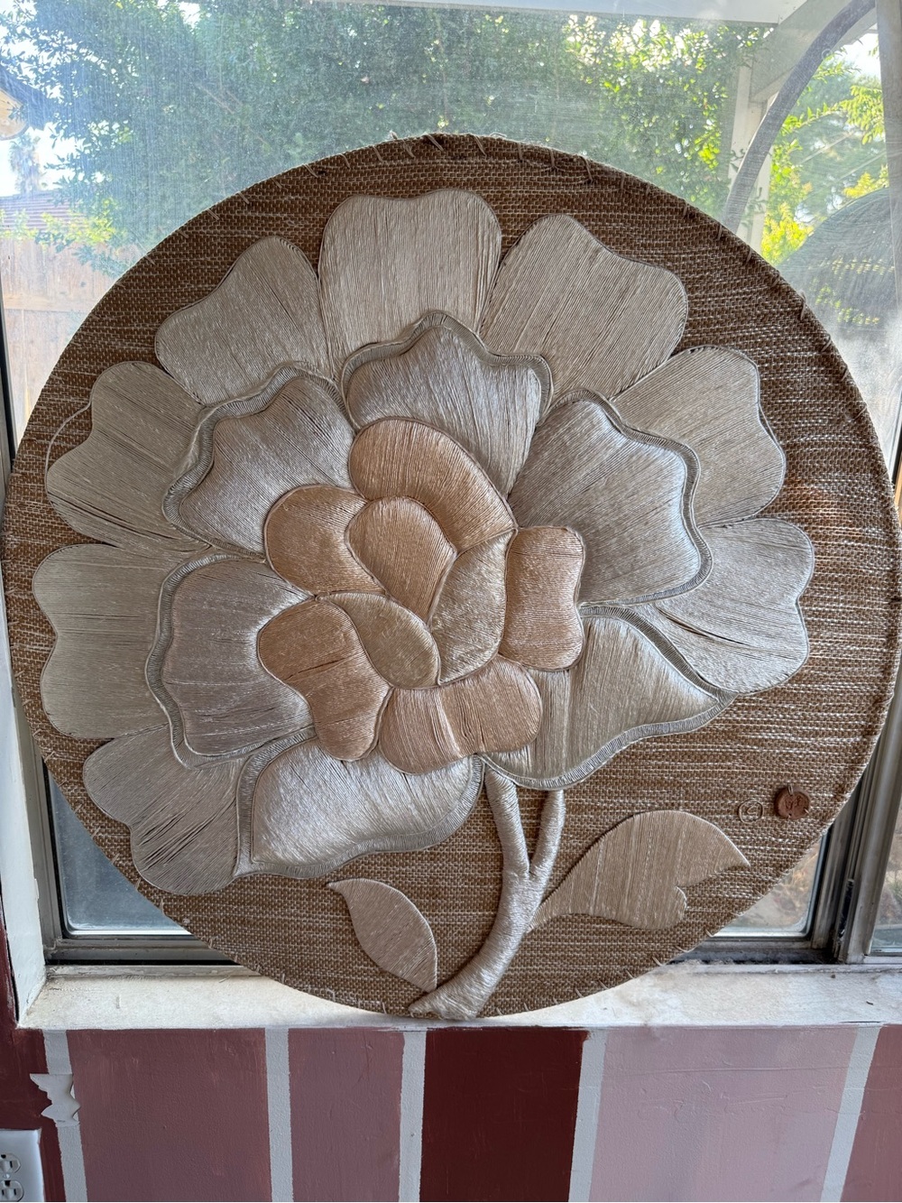 Vintage Don Freedman handmade Neutral Metallic Floral Wall Art - Round Textured